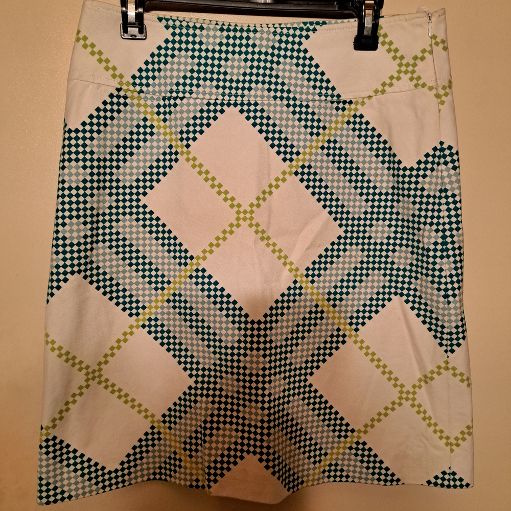 Burberry Green and White Checkered Mini Skirt